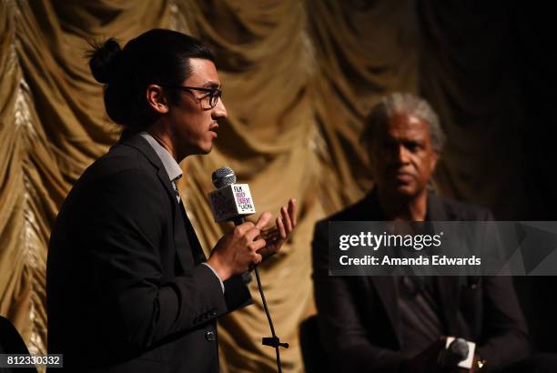 Filmmaker Jeff Orlowski and Film Independent at LACMA film curator Elvis Mitchell attend the Film Independent at LACMA Special Screening and Q&A of...