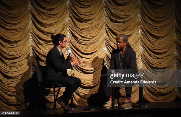 Filmmaker Jeff Orlowski and Film Independent at LACMA film curator Elvis Mitchell attend the Film Independent at LACMA Special Screening and Q&A of...