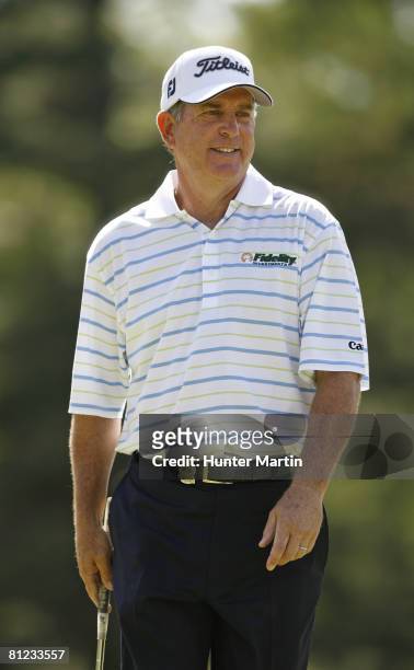 Jay Haas walks on the 10th hole during the final round of the 69th Senior PGA Championship at Oak Hill Country Club - East Course on May 25, 2008 in...