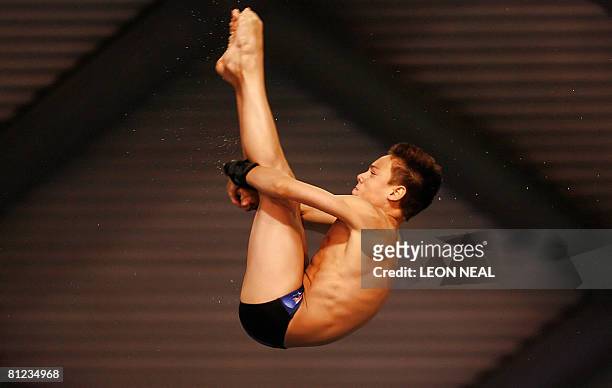 Tom Daley of Britain competes in the Men's platform final on the second day of the 2nd FINA Diving World Series in Sheffield , May 25, 2008. Coming...