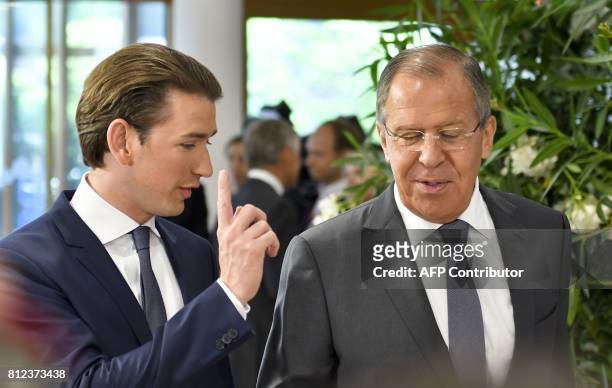 Austrian Foreign Minister Sebastian Kurz welcomes Russian Minister of Foreign Affairs Sergei Lavrov at the OSCE-meeting 'Building Trust through...