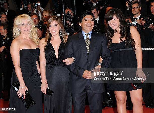Argentinean football legend Diego Armando Maradona with his former wife Claudia Villafane and daughters Dalma Nerea and Giannina Dinorah attend the...