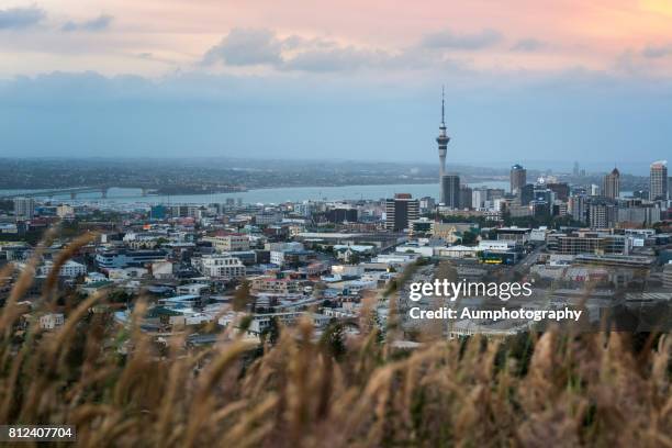 twilight times of auckland city, new zealand. - mount eden stock pictures, royalty-free photos & images