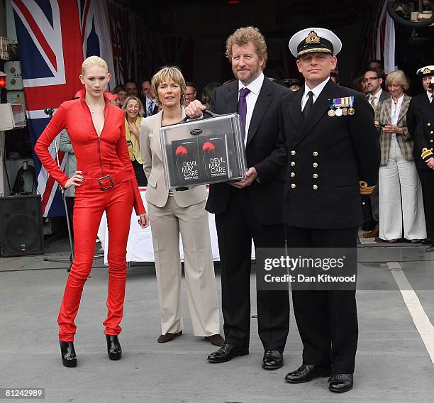 Tuuli Shipster , Ian Fleming's niece Lucy Fleming author Sebastian Faulks and Ship Captain Paul Brown attend a book signing of Faulks's new novel...