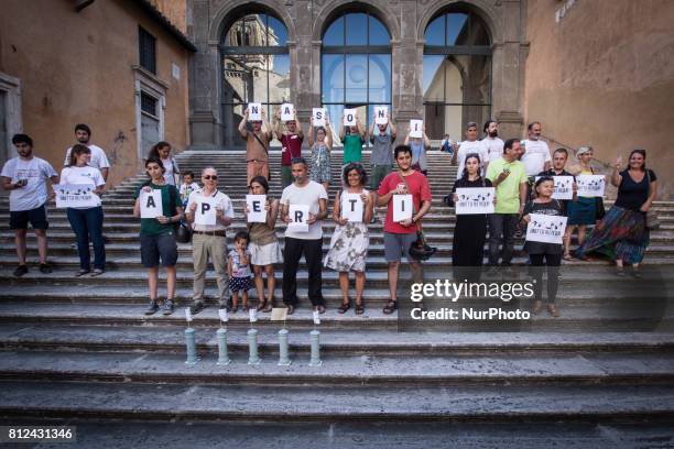 Flash Mob Earth Associations gather to defend the public good water and to ask the mayor of Rome Virginia Raggi administration to stop the closure...