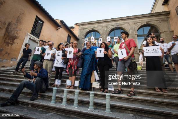 Vandana Shiva during a Flash Mob Earth Associations gather to defend the public good water and to ask the mayor of Rome Virginia Raggi administration...