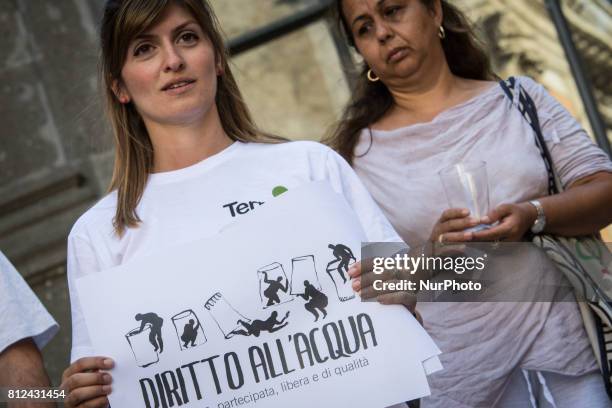 Flash Mob Earth Associations gather to defend the public good water and to ask the mayor of Rome Virginia Raggi administration to stop the closure...