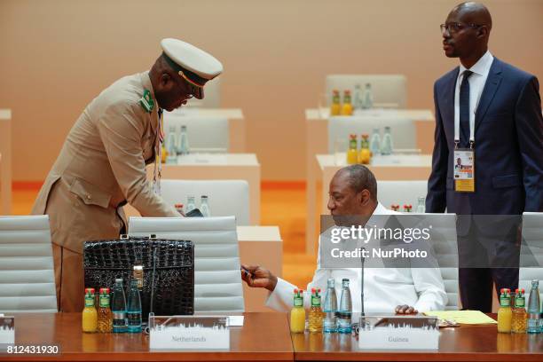 Alpha Conde, Guineas first freely elected president and head of the African Union is seen ahead of the thrid plenar working session at the G20 summit...