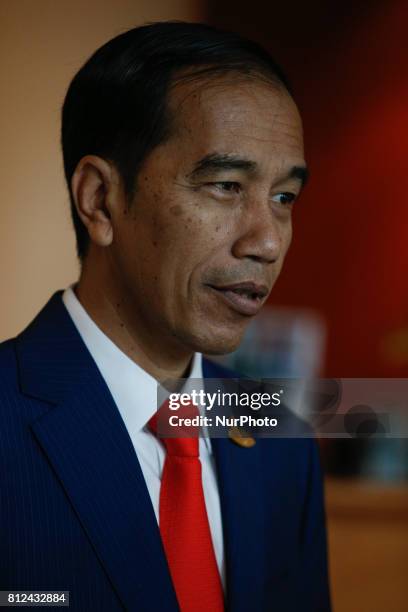 President Widodo of Indonesia is seen arriving for a meeting in the Steinberger hotel with Australian PM Turnbull during the G20 summit on 7 July,...