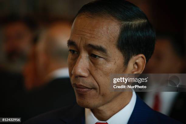 President Widodo of Indonesia is seen arriving for a meeting in the Steinberger hotel with Australian PM Turnbull during the G20 summit on 7 July,...