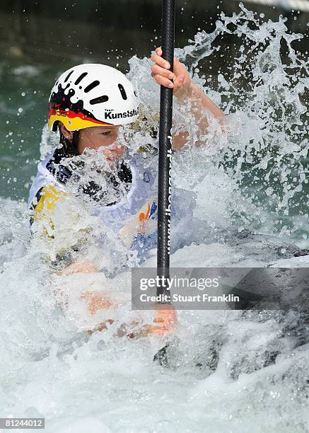 Jennifer Bongardt of Germany is seen during training for the German Olympic canoeing team on May 27, 2008 in Markkleeberg, near Leipzig, Germany