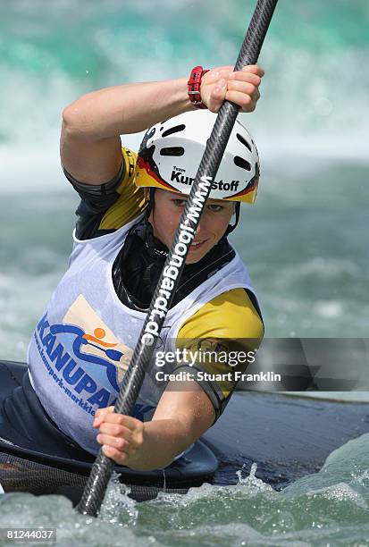 Jennifer Bongardt of Germany is seen during training for the German Olympic canoeing team on May 27, 2008 in Markkleeberg, near Leipzig, Germany