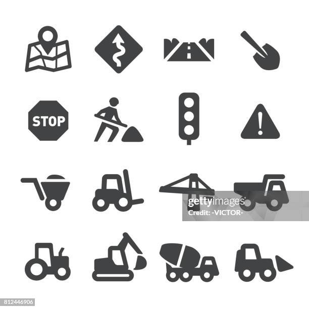 bildbanksillustrationer, clip art samt tecknat material och ikoner med road arbete ikoner - acme-serien - skyddskläder