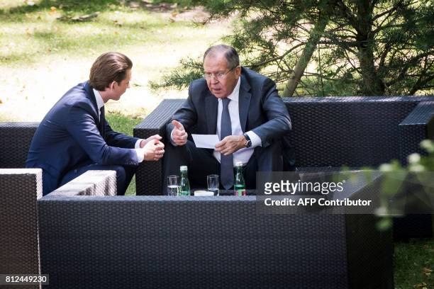 Austrian Foreign Minister Sebastian Kurz talks with Russian Minister of Foreign Affairs Sergei Lavrov during the OSCE-meeting 'Building Trust through...