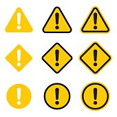 Set of caution icons. Caution sign