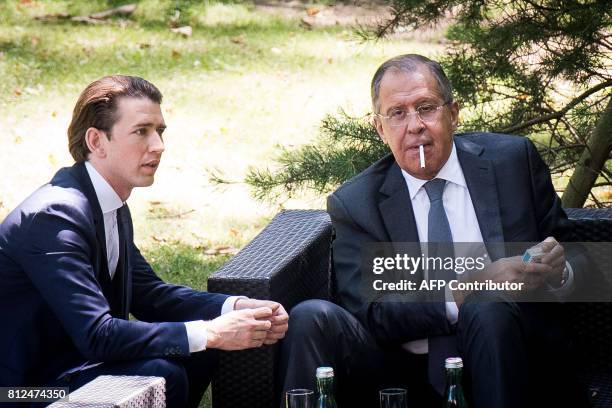 Austrian Foreign Minister Sebastian Kurz talks with Russian Minister of Foreign Affairs Sergei Lavrov during the OSCE-meeting 'Building Trust through...