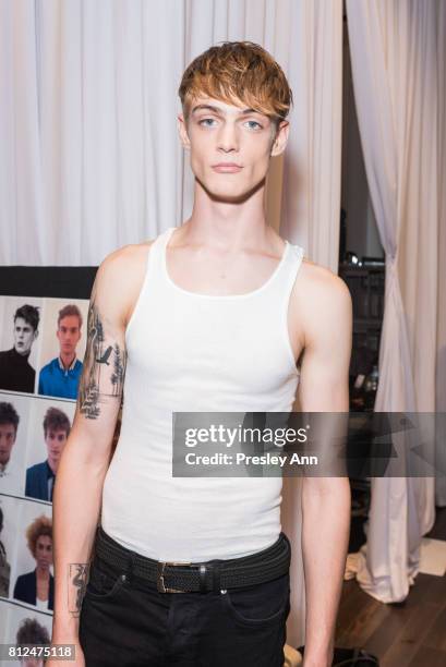 Models get ready backstage at Todd Snyder - Front Row/Backstage - NYFW: Men's July 2017 at Cadillac House on July 10, 2017 in New York City.