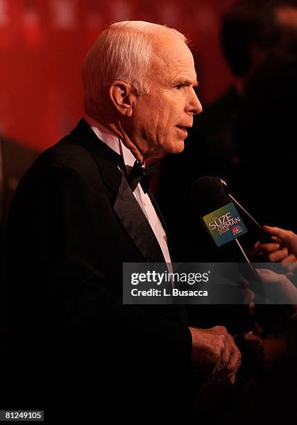 Senator John McCain interviewed on the red carpet at Time's 100 Most Influential People in the World gala at Jazz at Lincoln Center on May 8, 2008 in...