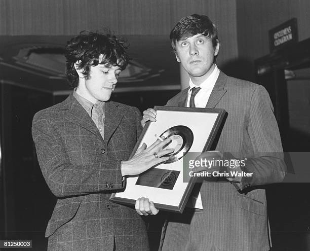 Donovan 1967 with producer Mickie Most and "Sunshine Superman US Gold Disc ? Chris Walter