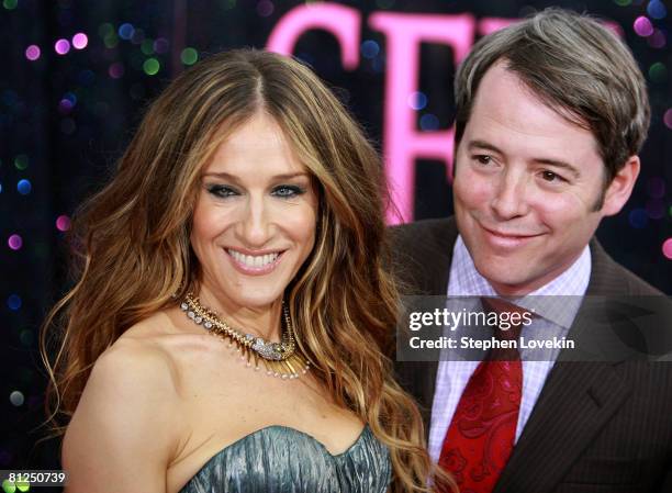 Actors Sarah Jessica Parker and Matthew Broderick attend the premiere of "Sex and the City: The Movie" at Radio City Music Hall on May 27, 2008 in...