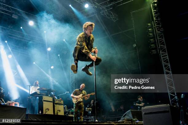 Matthew Shultz of Cage The Elephant performs on Heineken stage at day 3 of NOS Alive festival on July 8, 2017 in Lisbon, Portugal.