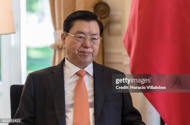 Chairman of China's Standing Committee of the National People's Congress Zhang Dejiang meets with Portuguese Prime Minister Antonio Costa at the...