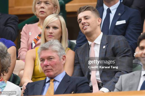 Leah Hickton and Max Whitlock attend day eight of the Wimbledon Tennis Championships at the All England Lawn Tennis and Croquet Club on July 11, 2017...