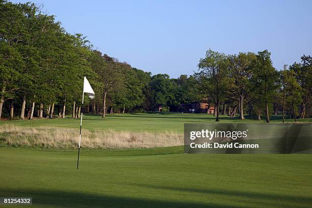 The green on the 314 yds par 4, 8th hole with the 400 yds par 4, 9th hole behind on the Bracken Course at Woodhall Spa, The National Golf Centre on...