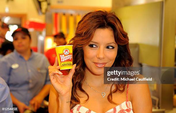 Actress Eva Longoria kicks off Fathers Day Frosty Weekend at Wendys on May 27, 2008 in Corpus Christi, Texas.