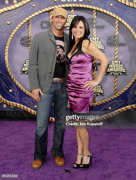 Radio host Jay Baker and fiance singer Sara Evans attend the 2008 CMT Music Awards at the Curb Events Center at Belmont University on April 14, 2008...