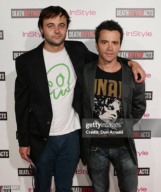 Gryton Grantley and Damian Walshe-Howling attend the premiere of 'Death Defying Acts' at the State Theatre on March 10, 2008 in Sydney, Australia.