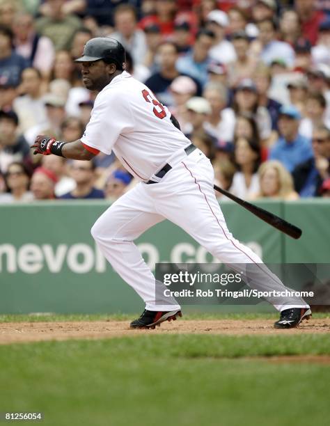 David Ortiz of the Boston Red Sox bats against the Milwaukee Brewers on May 18, 2008 at Fenway Park in Boston, Massachusetts. The Red Sox defeated...