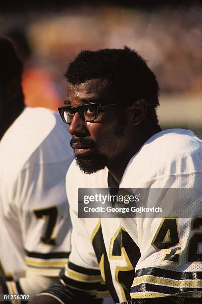 Running back Chuck Muncie of the New Orleans Saints looks on from the sideline during a game against the Pittsburgh Steelers at Three Rivers Stadium...