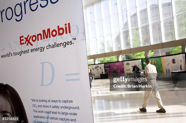 Man walks through the lobby during the ExxonMobil annual shareholders meeting at the Morton H. Meyerson Symphony Center May 28, 2008 in Dallas,...