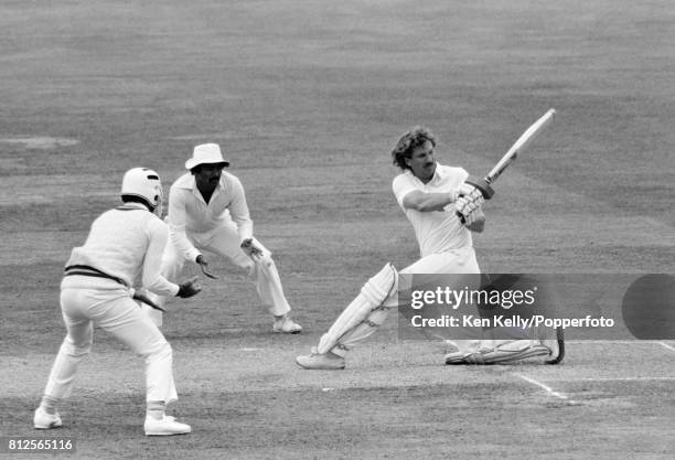 Ian Botham batting for England during his innings of 31 in the 2nd Test match between England and Pakistan at Lord's Cricket Ground, London, 14th...