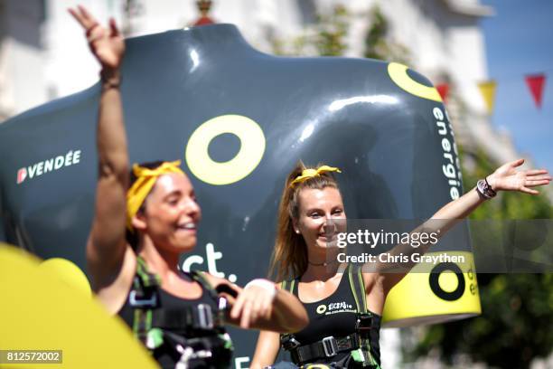 General view of the publicity caravan that proceeds the race is seen prior to stage five of the 2017 Le Tour de France, a 160.5km stage from Vittel...