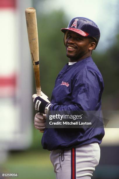 May 2: Max Venable of the California Angles before a baseball game against the Baltimore Orioles on May 2, 1989 at Memorial Stadium in Baltimore,...