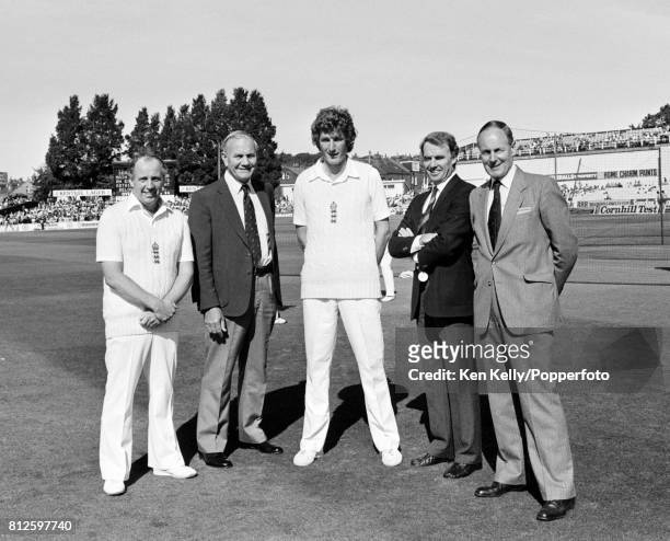 England captain Bob Willis with the England selectors Norman Gifford, Alec Bedser, AC Smith and Peter May, during the 3rd Test match between England...