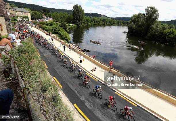 General view as the peloton pass through during stage 10 of the 2017 Le Tour de France, a 178km stage from Perigueux to Bergerac on July 11, 2017 in...