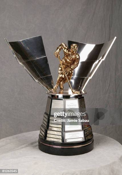 The Maurice Richard Trophy displayed at the NHL Awards presentation at the Omni William Penn Hotel on May 28, 2008 in Pittsburgh, Pennsylvania.