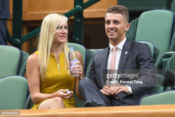 Leah Hickton and Max Whitlock attend day eight of the Wimbledon Tennis Championships at the All England Lawn Tennis and Croquet Club on July 11, 2017...
