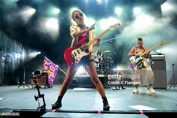 Jinjoo Lee and Cole Whittle of DNCE perform during the 2017 Festival d'ete de Quebec on July 10, 2017 in Quebec City, Canada.