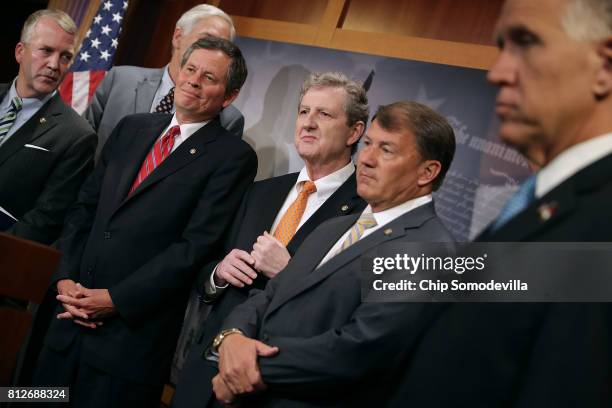 Sen. Dan Sullivan , Sen. Luther Strange , Sen. Steve Daines , Sen. John Kennedy , Sen. Mike Rounds , Sen. Thom Tillis and other Republican senators...