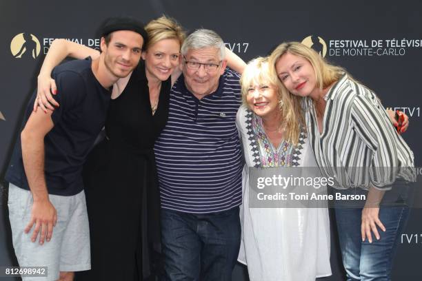 Axel Huet, Charlie Bruneau, Yves Pignot, Marie Vincent and Jeanne Savary attend photocall for "En Famille" on June 17, 2017 at the Grimaldi Forum in...