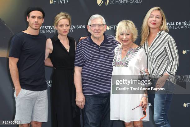 Axel Huet, Charlie Bruneau, Yves Pignot, Marie Vincent and Jeanne Savary attend photocall for "En Famille" on June 17, 2017 at the Grimaldi Forum in...