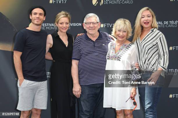 Axel Huet, Charlie Bruneau, Yves Pignot, Marie Vincent and Jeanne Savary attend photocall for "En Famille" on June 17, 2017 at the Grimaldi Forum in...