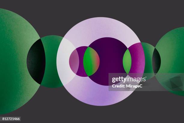 overlapping multi-colored circles - continuous loop stock pictures, royalty-free photos & images