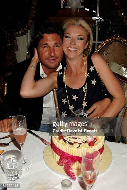 Tamara Beckwith and Giorgio Veroni attend Tamara Beckwith's Birthday Party hosted by the Supper Club and sponsored by Grey Goose, at Beach Blanket...