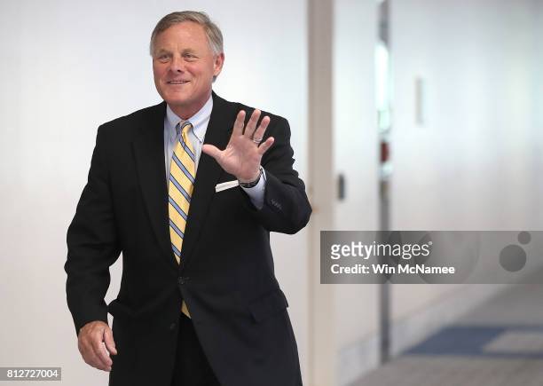 Sen. Richard Burr , chairman of the Senate Select Committee on Intelligence, arrives for a closed committee meeting July 11, 2017 in Washington, DC....