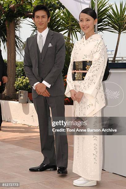 Actor Yusuke Iseya and Actress Yoshino Kimura attend the "Blindness" photocall during the 61st Cannes International Film Festival on May 14, 2008 in...